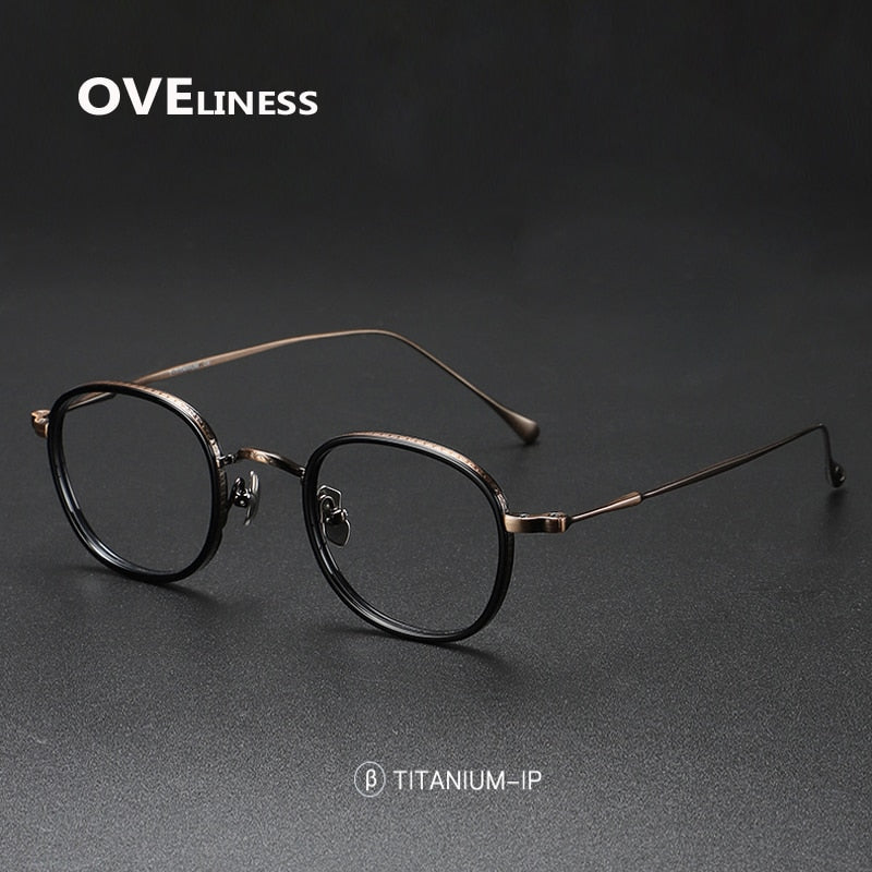 Oveliness Unisex Full Rim Round Square Titanium Eyeglasses 137 Full Rim Oveliness
