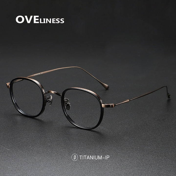 Oveliness Unisex Full Rim Round Square Titanium Eyeglasses 137 Full Rim Oveliness