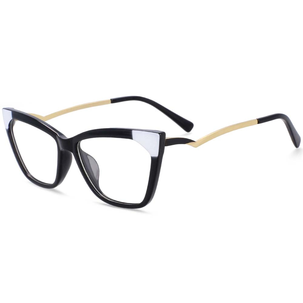 CCspace Women's Full Rim Square Cat Eye Resin Frame Eyeglasses 54127 Full Rim CCspace CN black