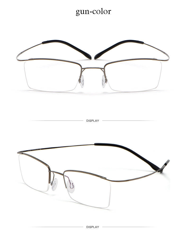 Hotochki Men's Semi Rim Rectangle Titanium Frame Eyeglasses 30004 Semi Rim Hotochki