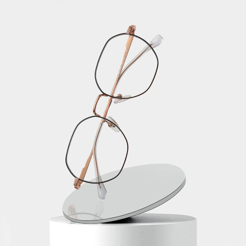 Hotony Women's Full Rim Polygonal Titanium Eyeglasses St6210 Full Rim Hotony