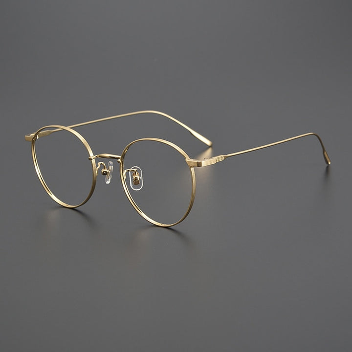 Gatenac Unisex Full Rim Round Titanium Eyeglasses Gxyj1011 Full Rim Gatenac