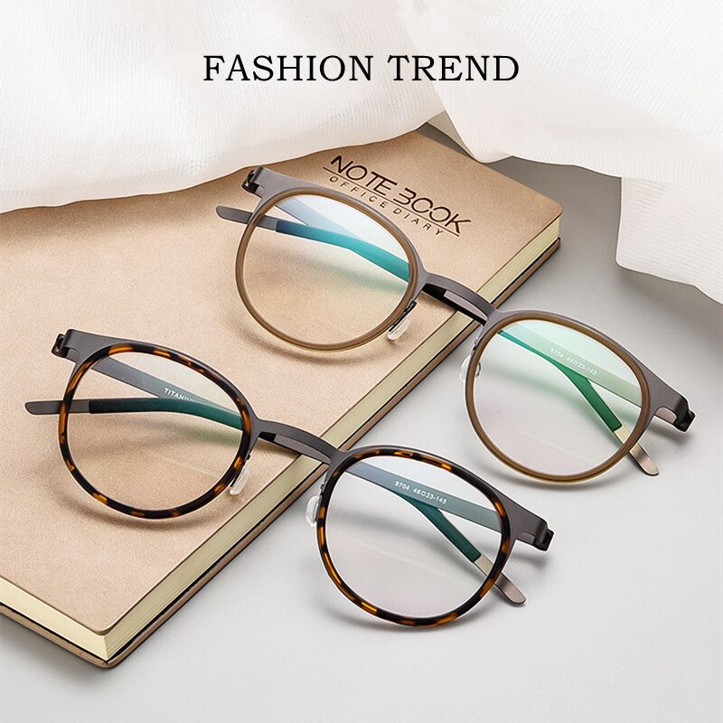 Yimaruili Men's Full Rim Round Acetate Titanium Screwless Eyeglasses 9704jw Full Rim Yimaruili Eyeglasses