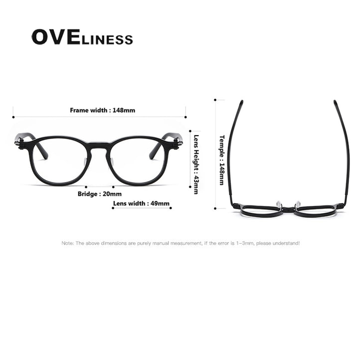 Oveliness Unisex Full Rim Square Acetate Titanium Eyeglasses 5885 Full Rim Oveliness