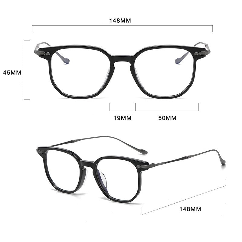 Gatenac Unisex Full Rim Irregular Square Acetate Titanium Eyeglasses Gxyj992 Full Rim Gatenac