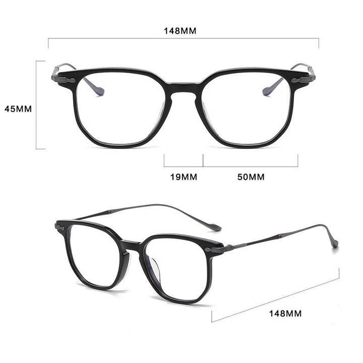 Gatenac Unisex Full Rim Irregular Square Acetate Titanium Eyeglasses Gxyj992 Full Rim Gatenac