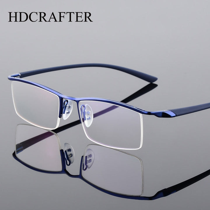 Hdcrafter Men's Semi Rim Square Titanium Eyeglasses P8190 Semi Rim Hdcrafter Eyeglasses