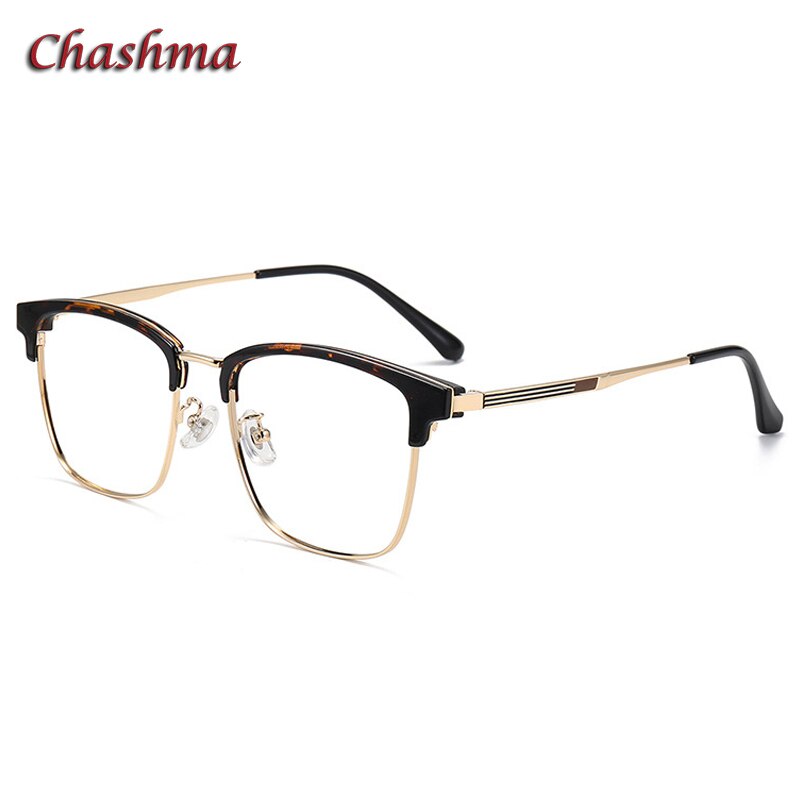 Chashma Unisex Semi Rim TR 90 Resin Stainless Steel Frame Eyeglasses 9603 Semi Rim Chashma Leopard  