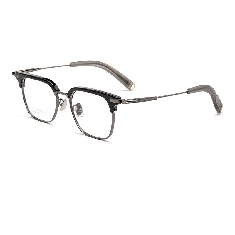 Zirosat Men's Full Rim Square Titanium Acetate Eyeglasses 2083T Full Rim Zirosat black-grey  