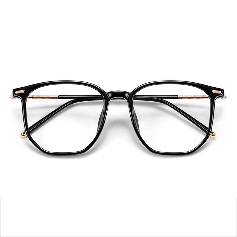 CCspace Unisex Full Rim Large Square Acetate Alloy Reading Glasses 55433 Reading Glasses CCspace China 0 Black