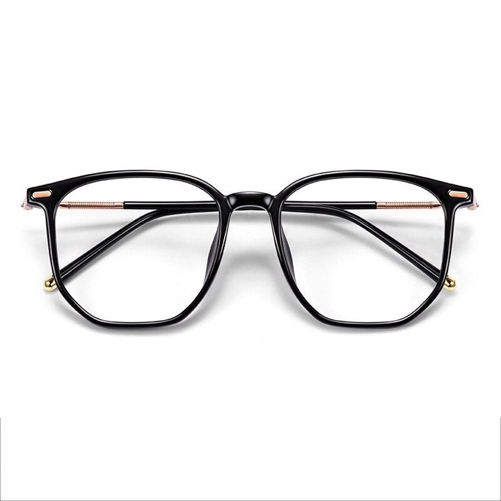 CCspace Unisex Full Rim Large Square Acetate Alloy Reading Glasses 55433 Reading Glasses CCspace China 0 Black