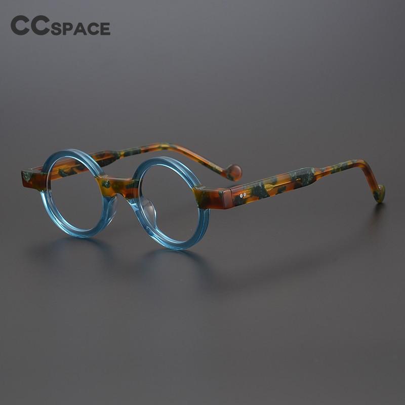 CCspace Unisex Full Rim Round Acetate Steampunk Eyeglasses 55104 Full Rim CCspace