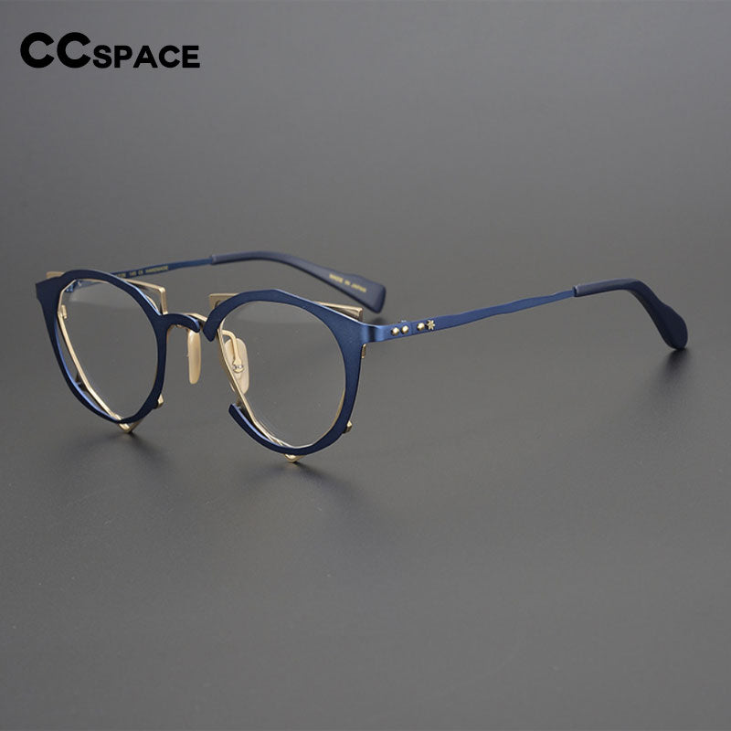 CCspace Unisex Full Rim Irregular Cat Eye Handcrafted Titanium Eyeglasses 55657 Full Rim CCspace