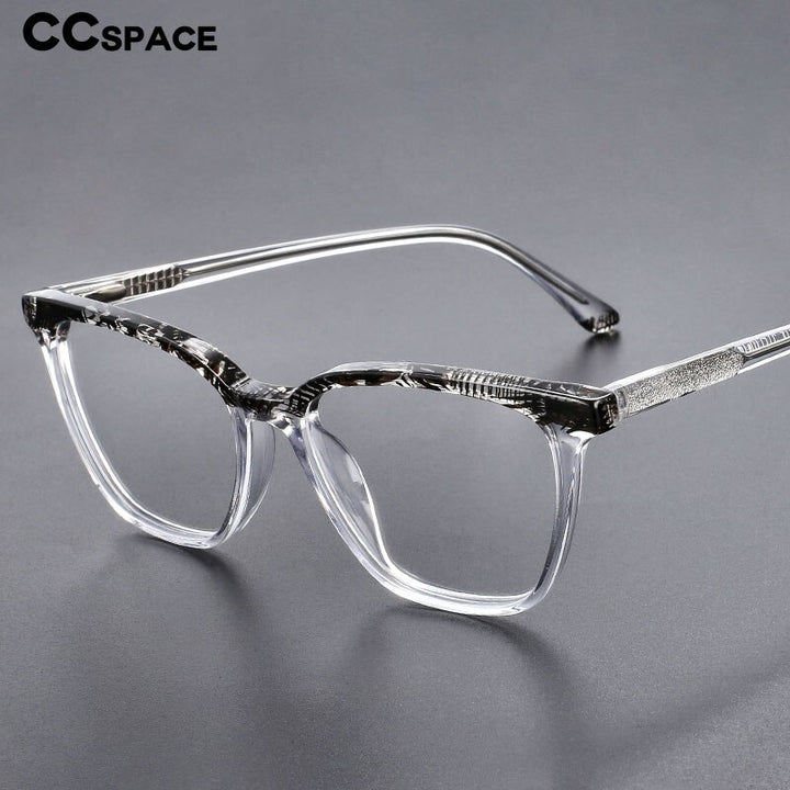 CCspace Unisex Full Rim Square Acetate Eyeglasses 55370 Full Rim CCspace