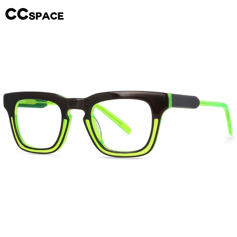 CCspace Unisex Full Rim Square Acetate Frame Eyeglasses 54386 Full Rim CCspace