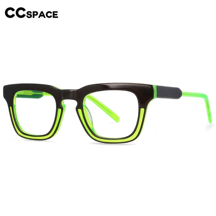 CCspace Unisex Full Rim Square Acetate Frame Eyeglasses 54386 Full Rim CCspace