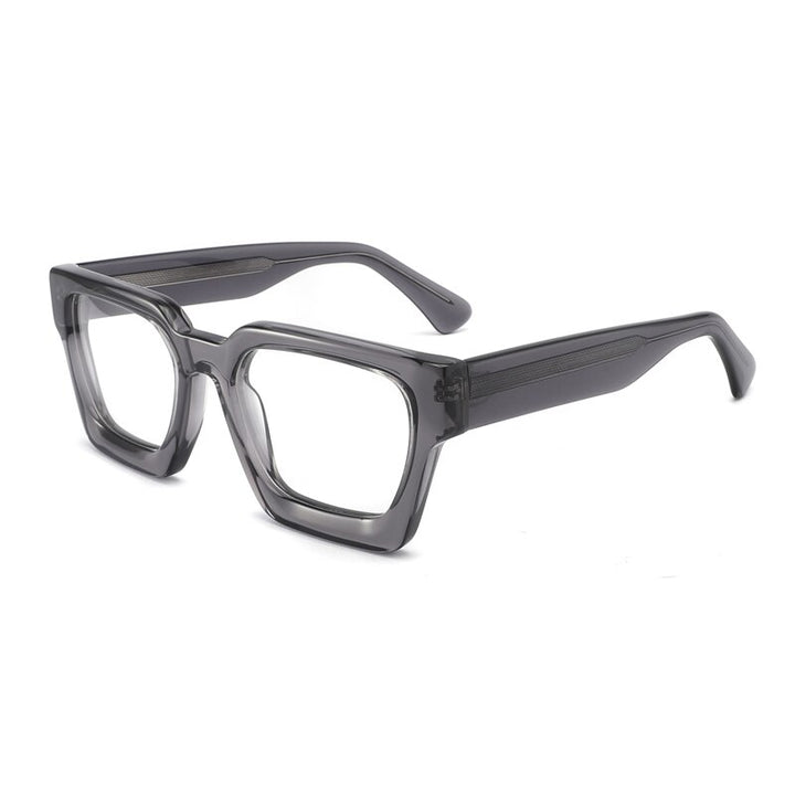 Gatenac Unisex Full Rim Large Square Acetate Eyeglasses Gxyj885 Full Rim Gatenac Gray