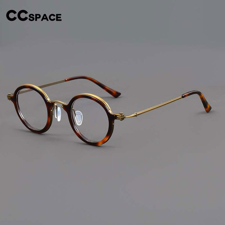CCspace Unisex Full Rim Irregular Round Acetate Titanium Eyeglasses 54698 Full Rim CCspace