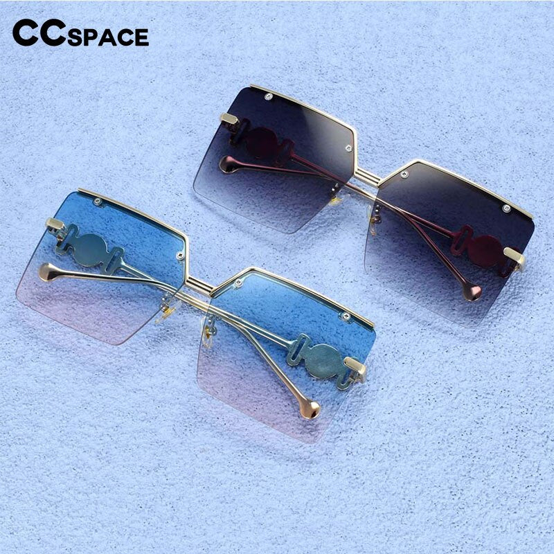 CCspace Women's Rimless Oversized Rectangle Alloy Frame Sunglasses 54213 Sunglasses CCspace Sunglasses