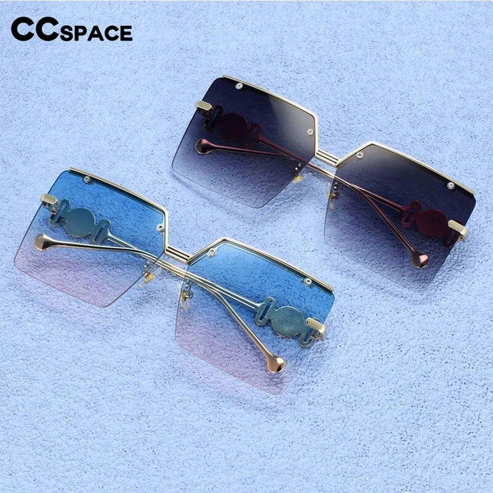 CCspace Women's Rimless Oversized Rectangle Alloy Frame Sunglasses 54213 Sunglasses CCspace Sunglasses