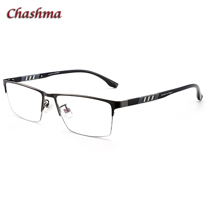 Chashma Unisex Semi Rim Stainless Steel Frame Eyeglasses Semi Rim Chashma Gray
