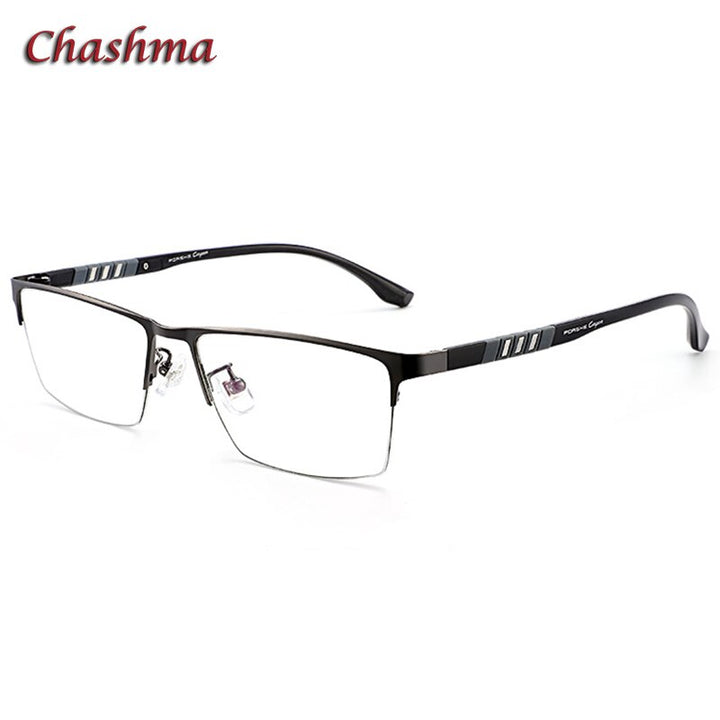 Chashma Unisex Semi Rim Stainless Steel Frame Eyeglasses Semi Rim Chashma Gray