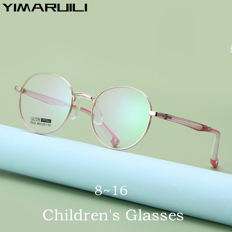 Yimaruili Unisex Youth's Full Rim Round Tr 90 Alloy Eyeglasses 7510S Full Rim Yimaruili Eyeglasses   
