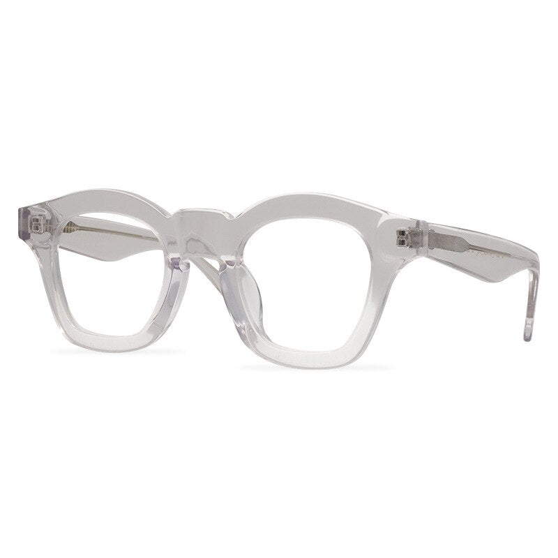 CCspace Unisex Full Rim Round Acetate Reading Glasses R47361 Reading Glasses CCspace 0 clear