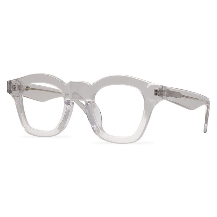 CCspace Unisex Full Rim Round Acetate Reading Glasses R47361 Reading Glasses CCspace 0 clear