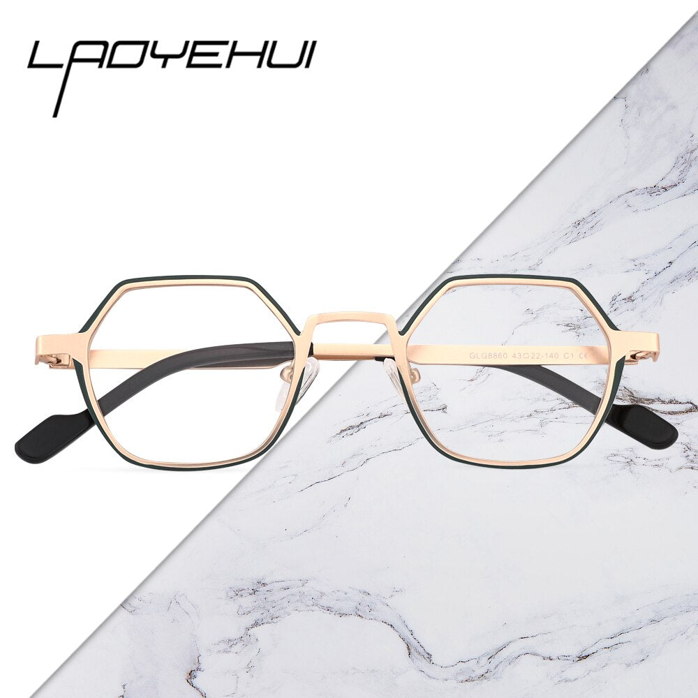 Laoyehui Unisex Full Rim Polygon Round Alloy Hyperopic Reading Glasses Anti Blue Light Glg8860 Reading Glasses Laoyehui