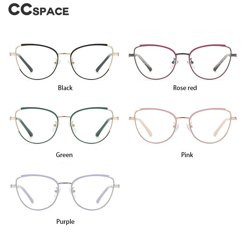 CCspace Women's Semi Rim Square Cat Eye Alloy Eyeglasses 55606 Semi Rim CCspace