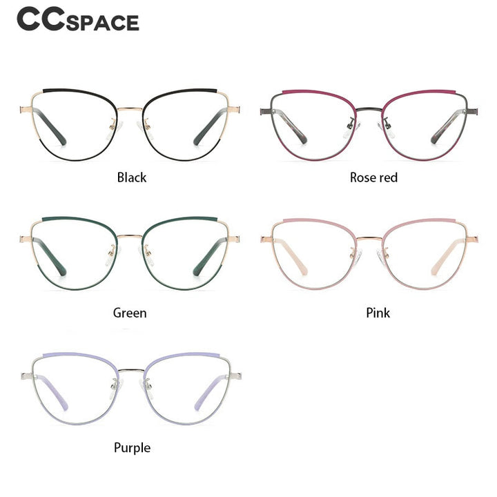 CCspace Women's Semi Rim Square Cat Eye Alloy Eyeglasses 55606 Semi Rim CCspace