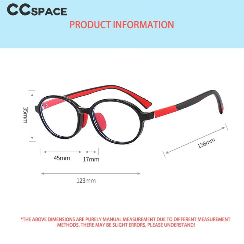 CCspace Unisex Youth Full Rim Round Silicone Eyeglasses 54674 Full Rim CCspace