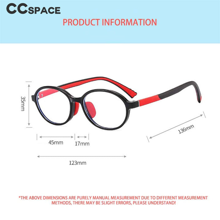 CCspace Unisex Youth Full Rim Round Silicone Eyeglasses 54674 Full Rim CCspace