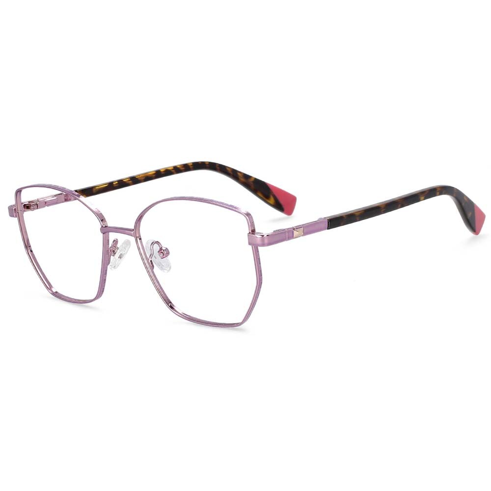 CCspace Women's Full Rim Square Cat Eye Alloy Frame Eyeglasses 54273 Full Rim CCspace China pink-leopard