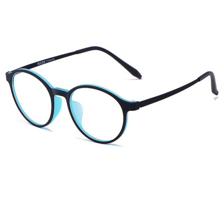 Gmei Unisex Full Rim TR 90 Titanium Alloy Round Frame Eyeglasses3050 Full Rim Gmei Optical Black Cyan  