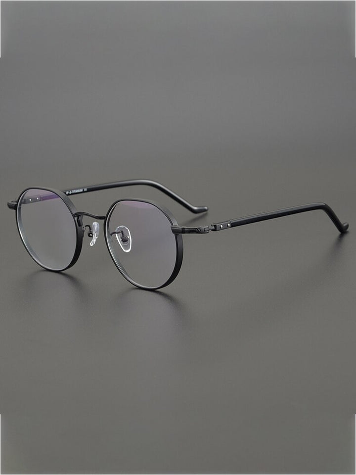 Aissuarvey Unisex Round Full Rim Frame Ip Titanium Acetate Eyeglasses Full Rim Aissuarvey Eyeglasses black CN 