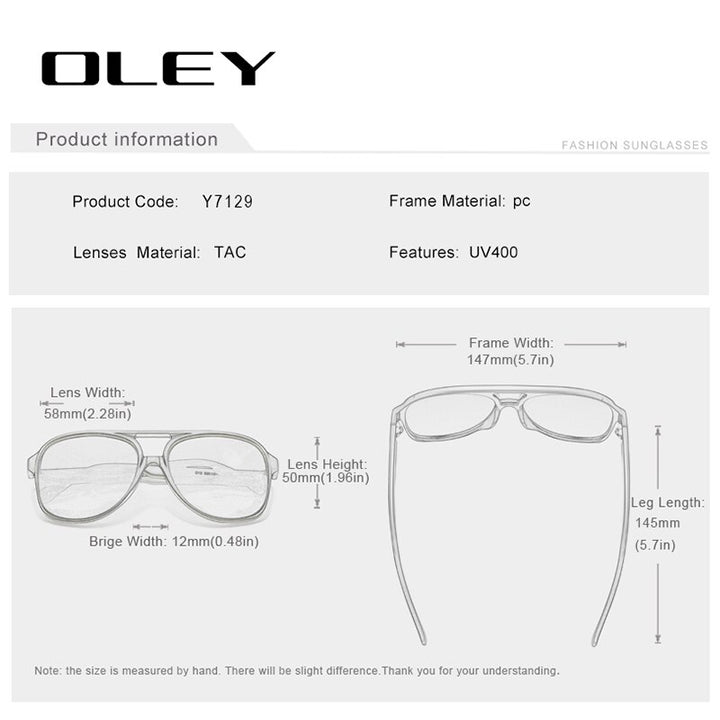 Oley Unisex Full Rim Round Acetate Titanium Frame Polarized Sunglasses Y7129 Sunglasses Oley   