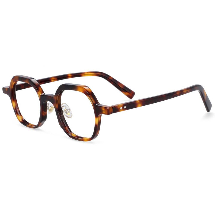 CCspace Unisex Full Rim Polygonal Acetate Frame Eyeglasses 54229 Full Rim CCspace Leopard