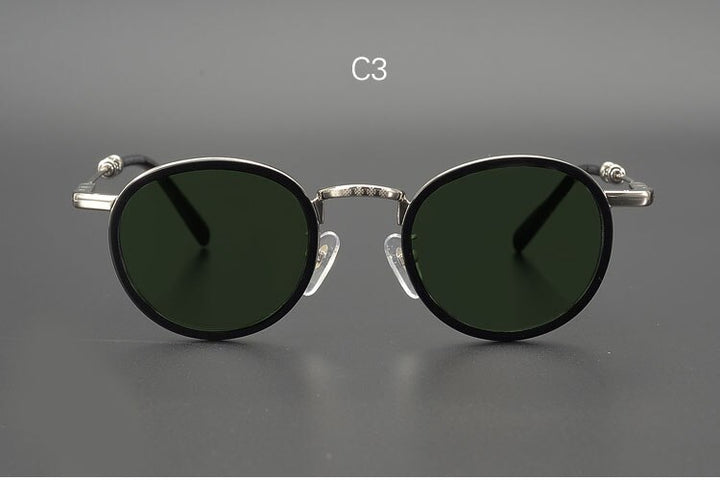 Yujo Men's Full Rim Round Acetate Alloy UV400 Dark Polarized Sunglasses Sunglasses Yujo C3 China