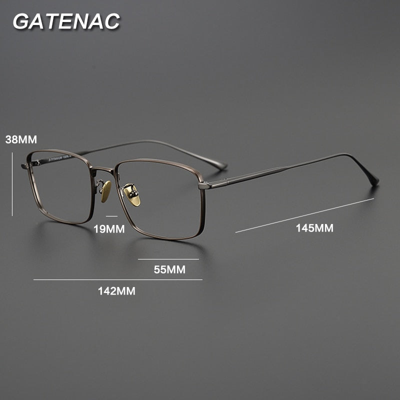Gatenac Unisex Full Rim Square Titanium Eyeglasses Gxyj990 Full Rim Gatenac