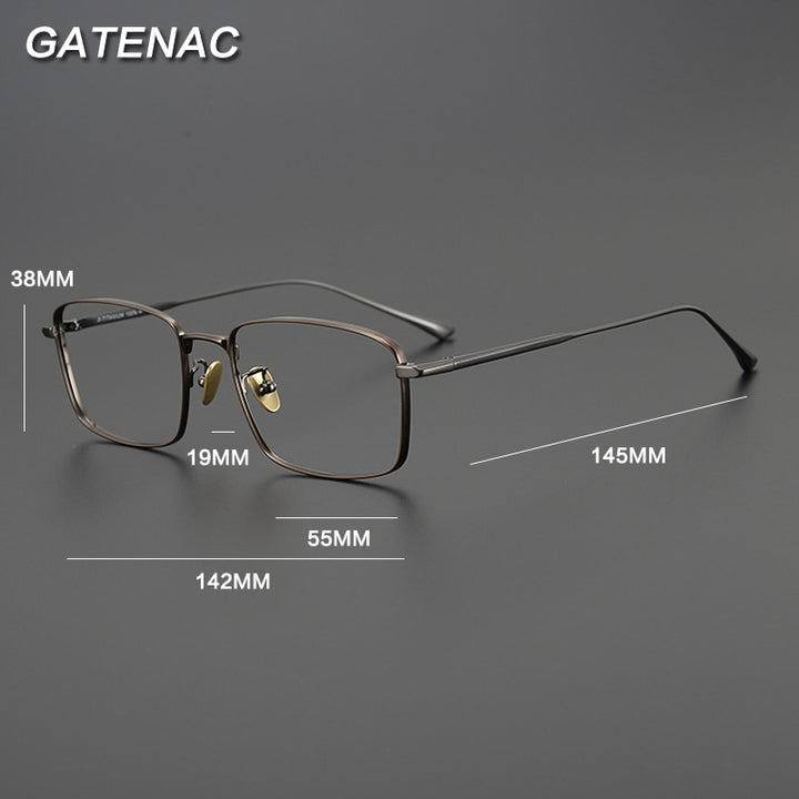 Gatenac Unisex Full Rim Square Titanium Eyeglasses Gxyj990 Full Rim Gatenac