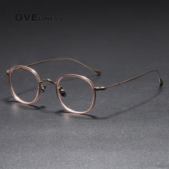 Oveliness Unisex Full Rim Round Square Titanium Eyeglasses 137 Full Rim Oveliness rose gold