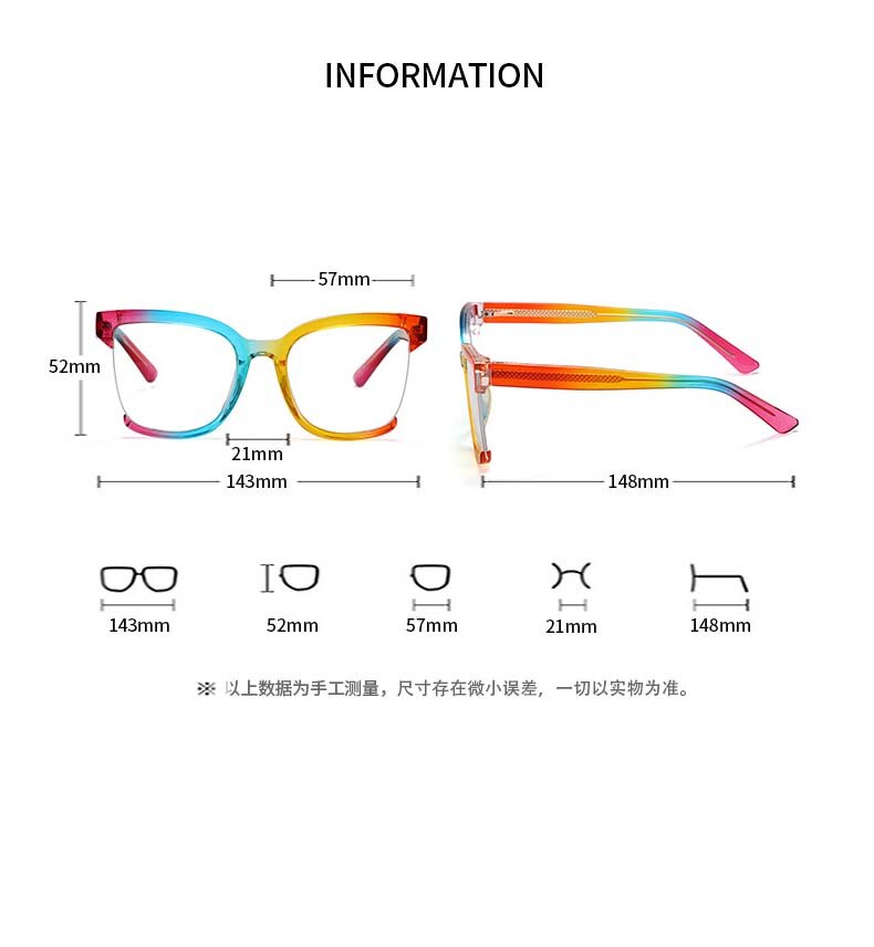 CCspace Women's Semi Rim Square Tr 90 Eyeglasses 54628 Semi Rim CCspace