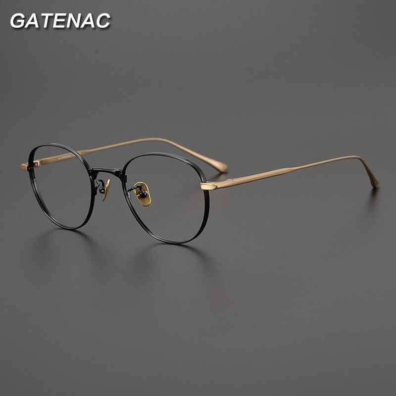 Gatenac Unisex Full Rim Round Square Titanium Eyeglasses Gxyj988 Full Rim Gatenac