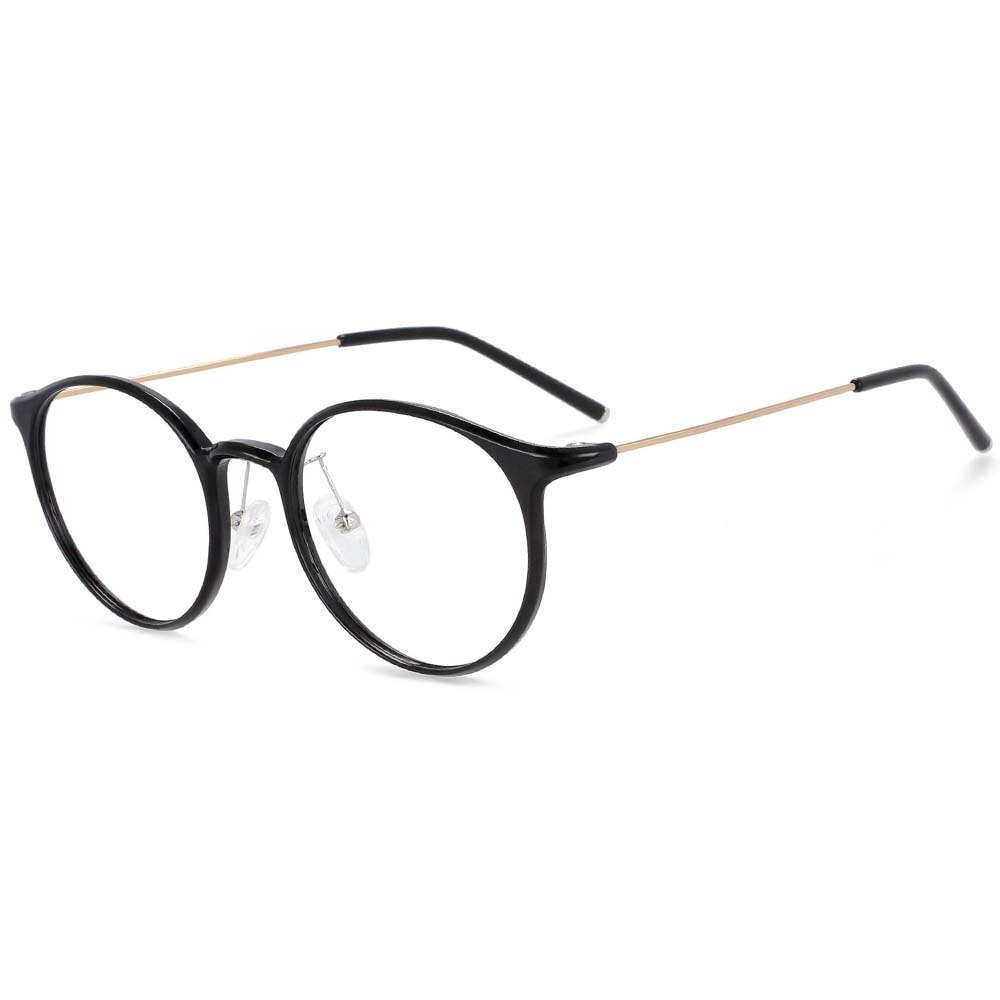 CCspace Unisex Full Rim Round Tr 90 Titanium Frame Eyeglasses 54274 Full Rim CCspace China C1black