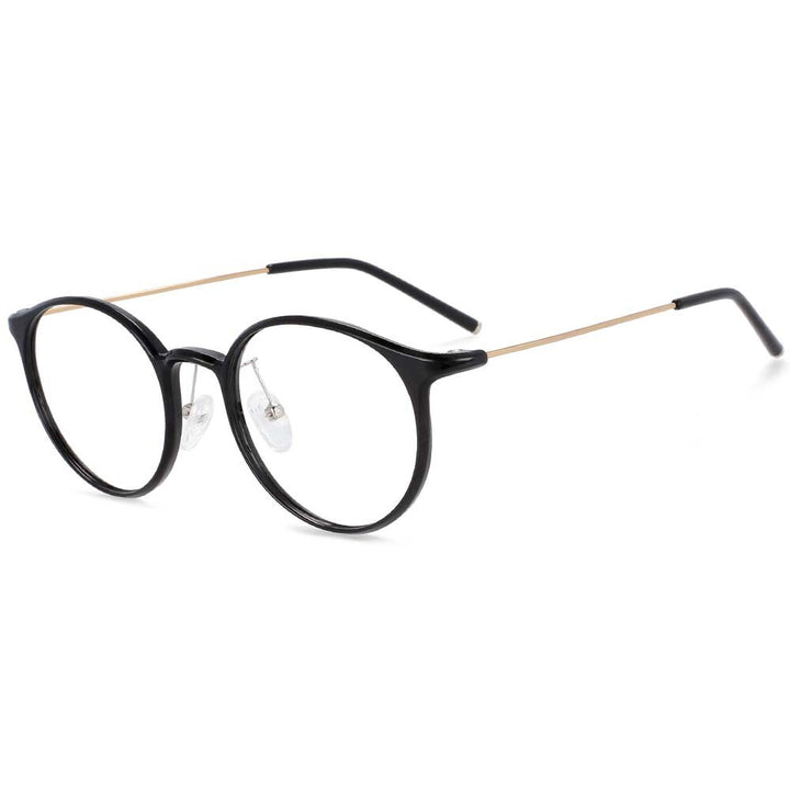 CCspace Unisex Full Rim Round Tr 90 Titanium Frame Eyeglasses 54274 Full Rim CCspace China C1black