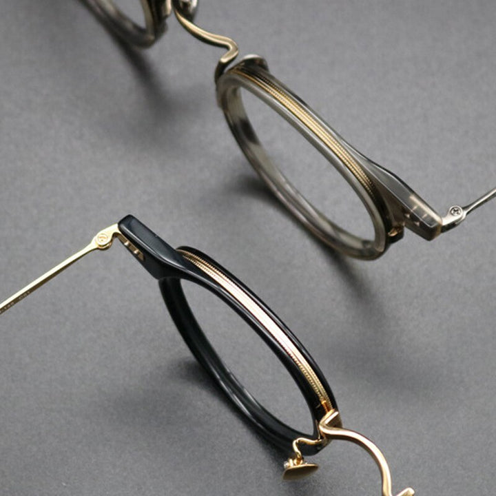 Gatenac Unisex Full Rim Round Titanium Acetate Frame Eyeglasses Gxyj474 Full Rim Gatenac