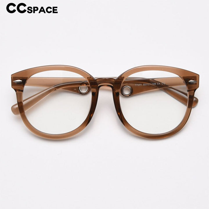 CCspace Unisex Full Rim Big Round Square Tr 90 Titanium Eyeglasses 55685 Full Rim CCspace