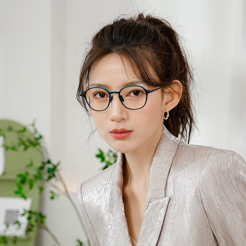 Reven Jate Unisex Full Rim Round Titanium Eyeglasses FM041 Full Rim Reven Jate
